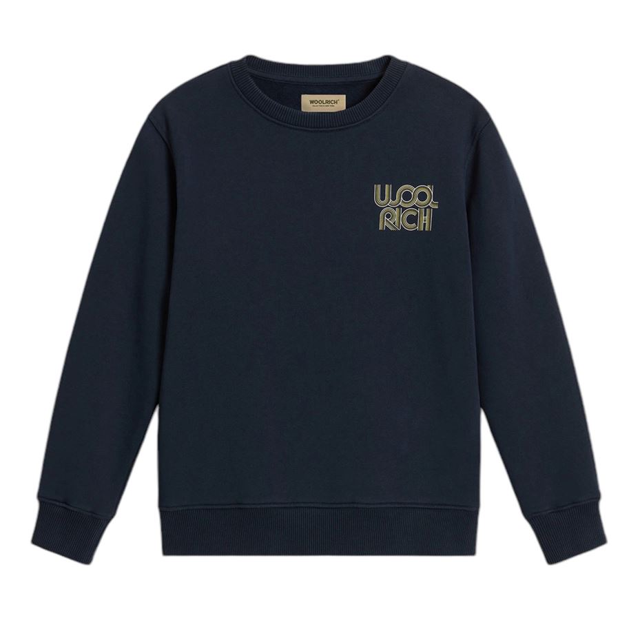 Felpa girocollo da bambino in puro cotone con logo Woolrich | CFWKSW01973989